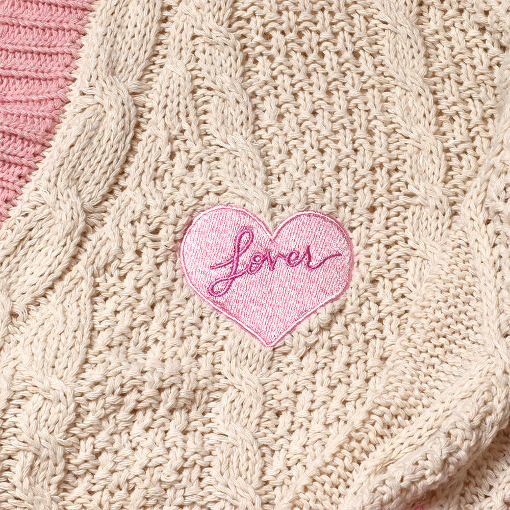 Lover Pink Stars Embroidery Cream Cardigan Taylor Version