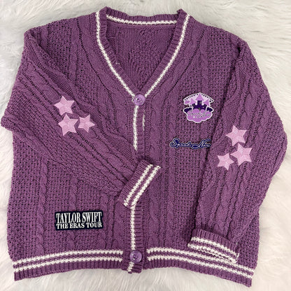 Custom Purple Stars Purple Cardigan