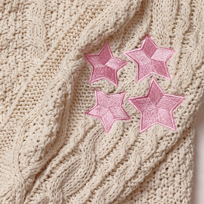 Lover Pink Stars Embroidery Cream Cardigan Taylor Version