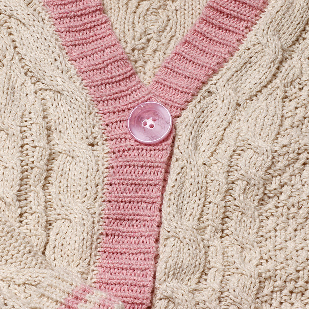 Lover Pink Stars Embroidery Cream Cardigan Taylor Version