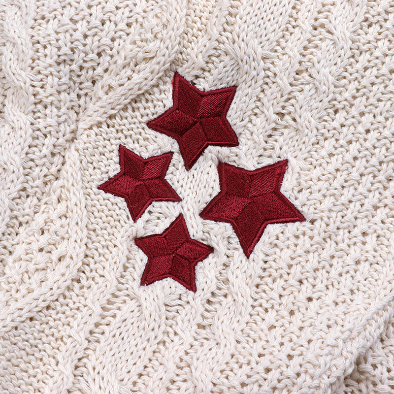 Custom Red Stars White Cardigan