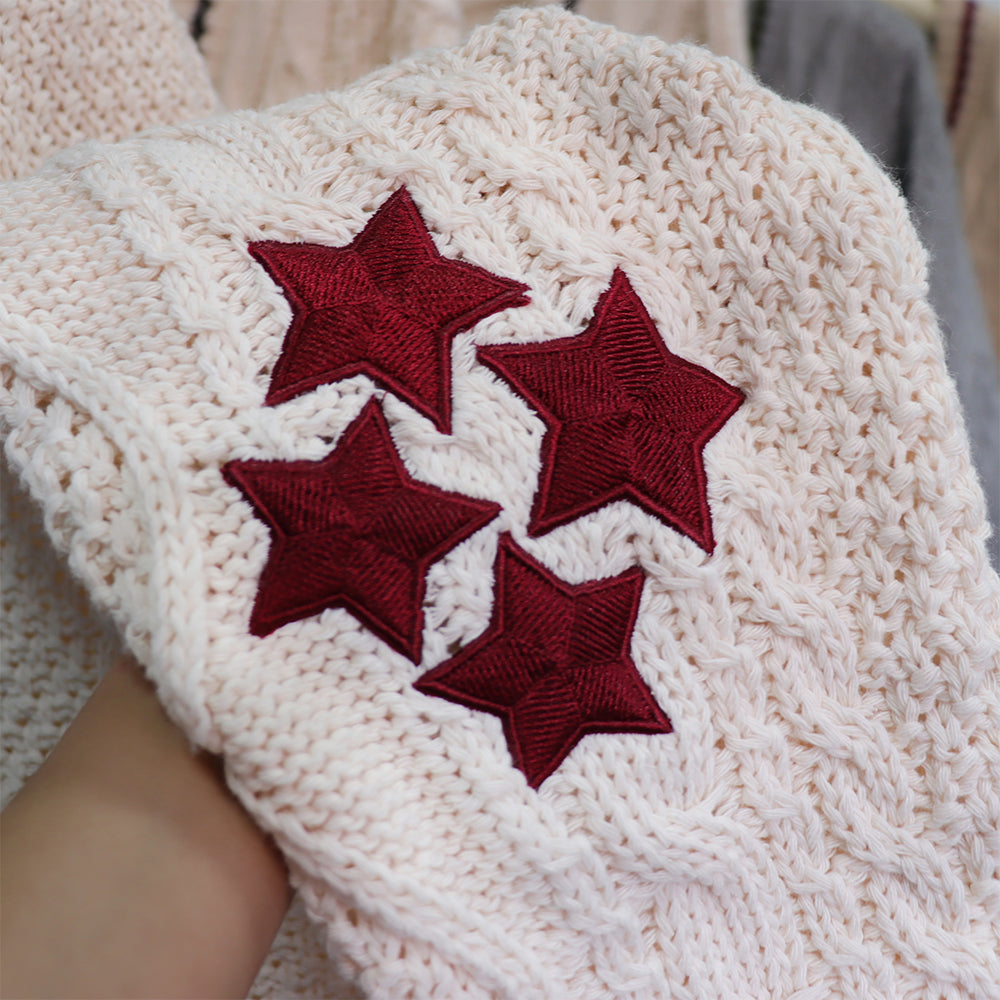 Folklore Red Stars Embroidery Cream Cardigan Taylor Version