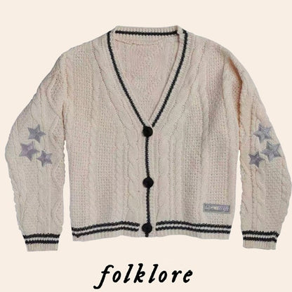 Taylor Folklore Sliver Stars Embroidery Cream Cardigan