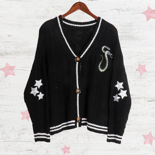 Green Snake Stars Embroidery Black Cardigan Taylor Version