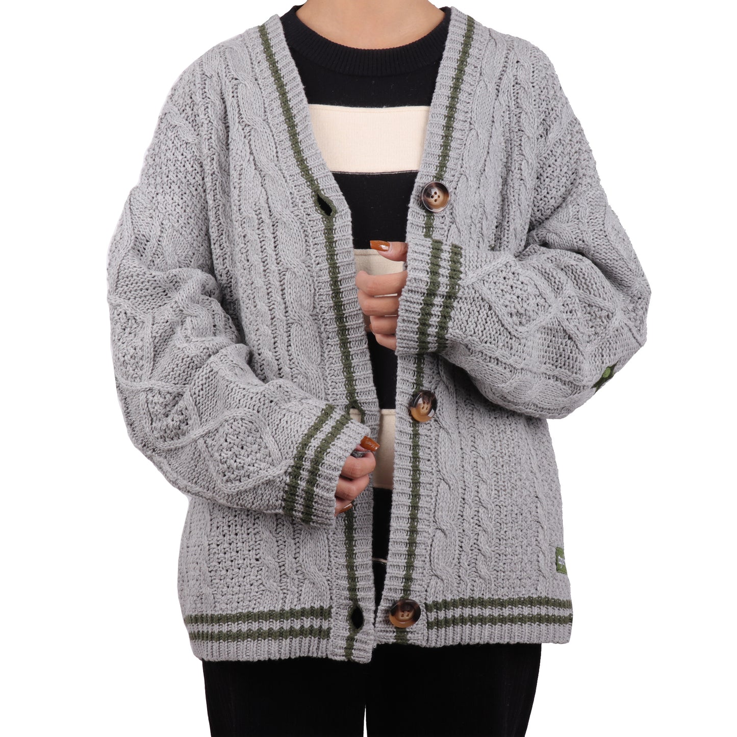 Custom Green Stars Gray Holiday Limited Cardigan