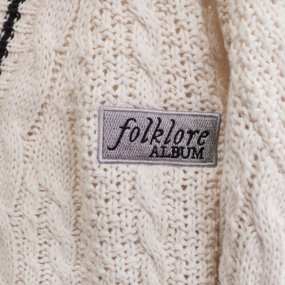 Folklore Patch Sliver Stars Cream Cardigan