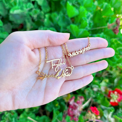 Custom Name Gold Color Necklace, Folklore Personalized Necklace