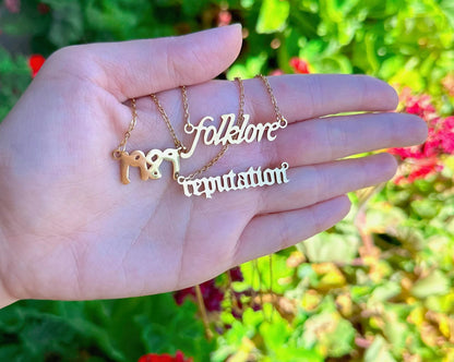 Custom Name Gold Color Necklace, Folklore Personalized Necklace