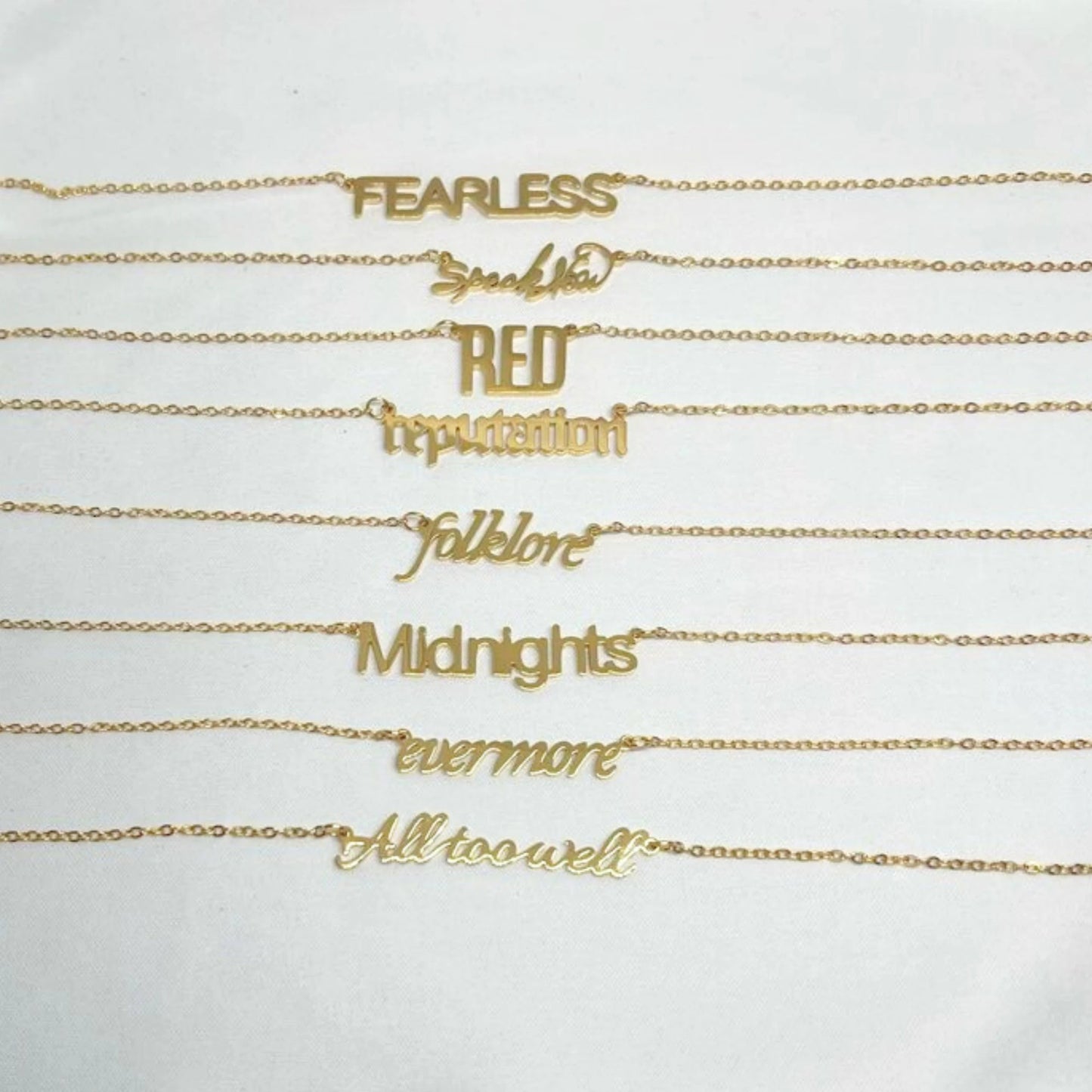 Custom Name Gold Color Necklace, Folklore Personalized Necklace