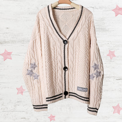 Taylor Folklore Sliver Stars Embroidery Cream Cardigan