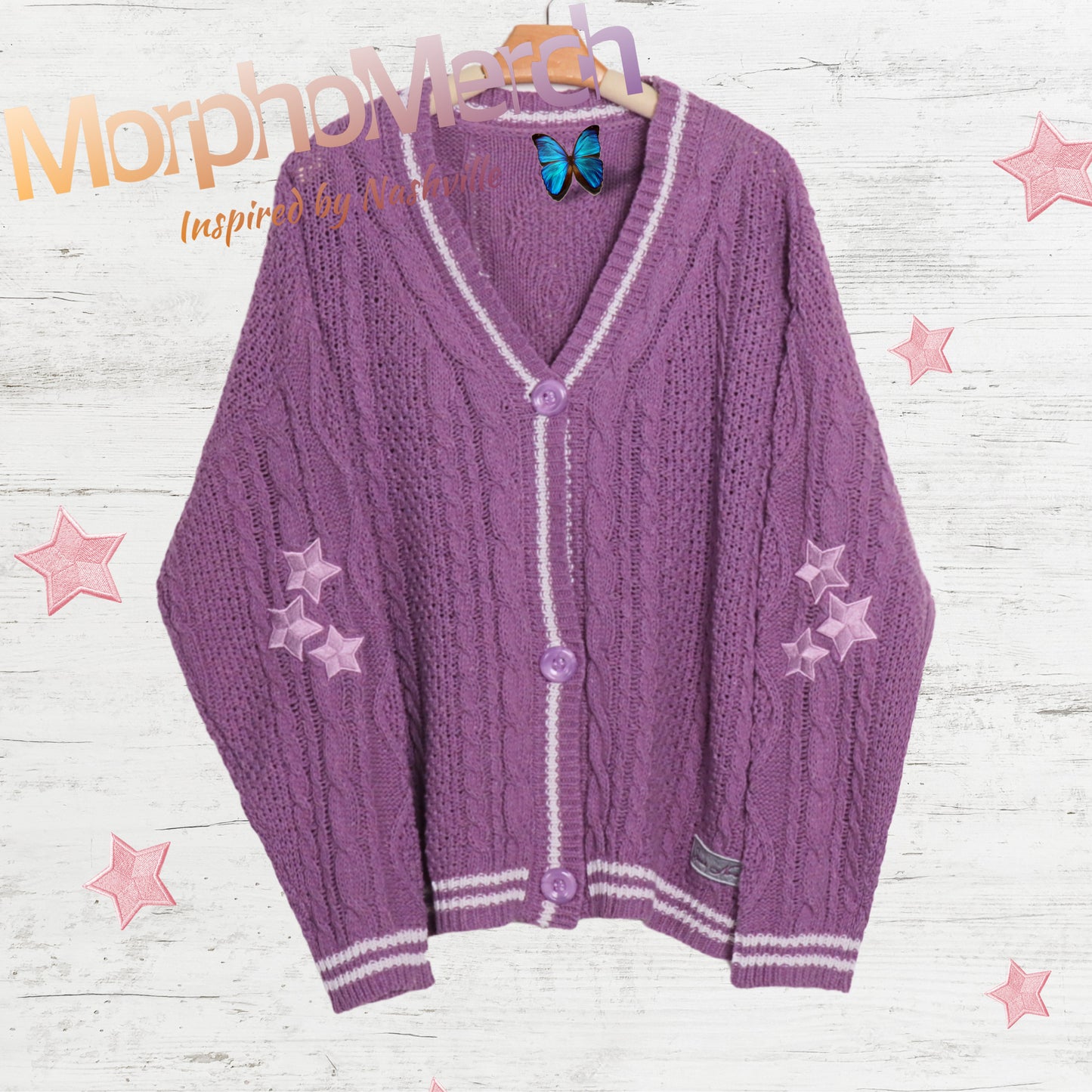 Custom Purple Stars Purple Cardigan