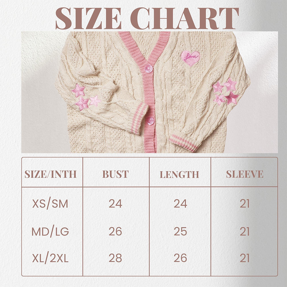 Lover Pink Stars Embroidery Cream Cardigan Taylor Version