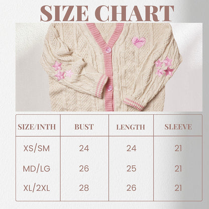 Lover Pink Stars Embroidery Cream Cardigan Taylor Version