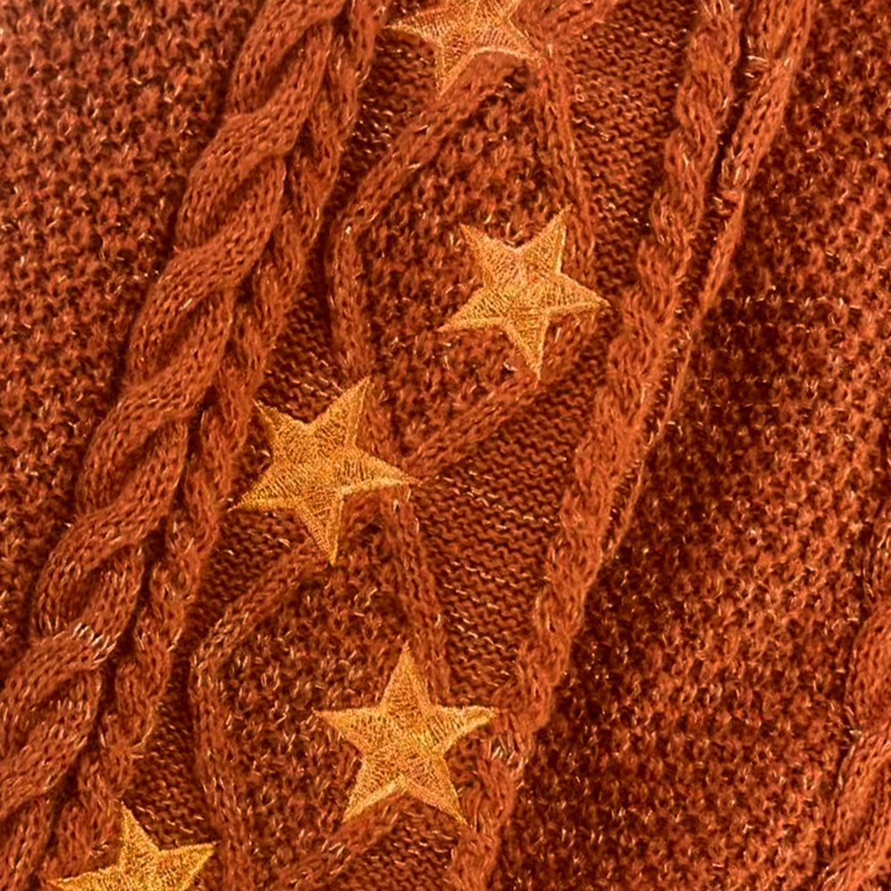 Showgirl Star Embroidered Orange Knit Cardigan - Pre-Order