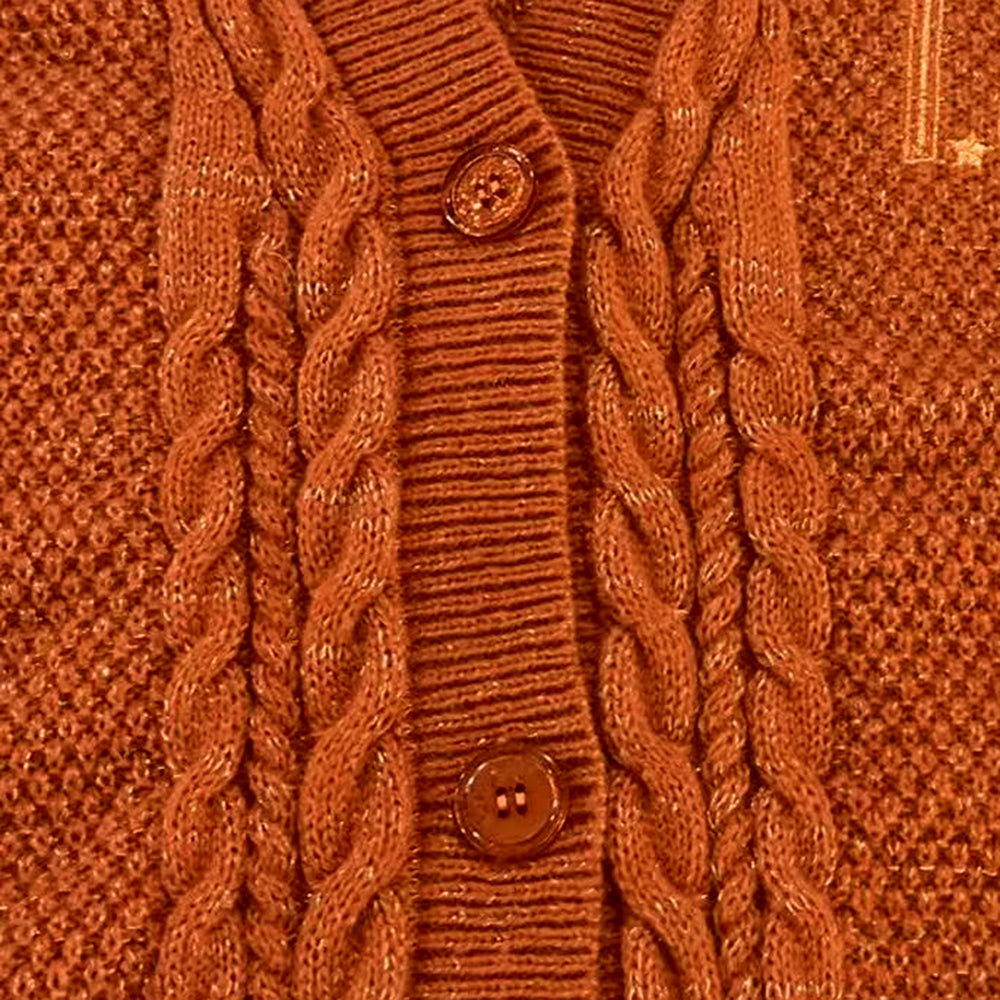 Showgirl Star Embroidered Orange Knit Cardigan - Pre-Order