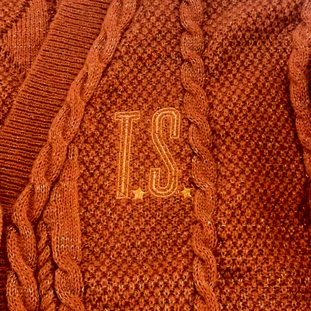 Showgirl Star Embroidered Orange Knit Cardigan - Pre-Order