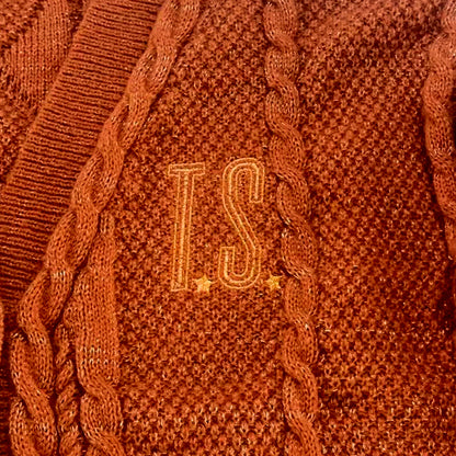 Showgirl Star Embroidered Orange Knit Cardigan - Pre-Order